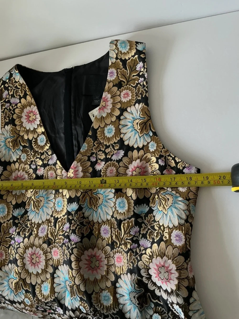 J.Crew Metallic Thread Japanese Flower Dress Sleeveless Fit & Flare Elegant Sz12 - Picture 7 of 8